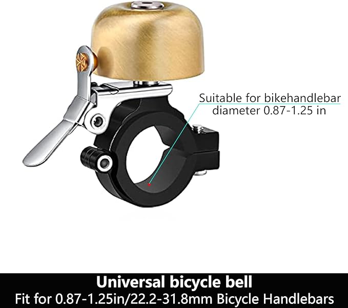 Greallthy Bike Bell Classic Brass Bicycle Bell,Bike Bells for Adults Kids, Loud Retro Bell for Road & Mountain Bikes, Universal Handlebar Fit