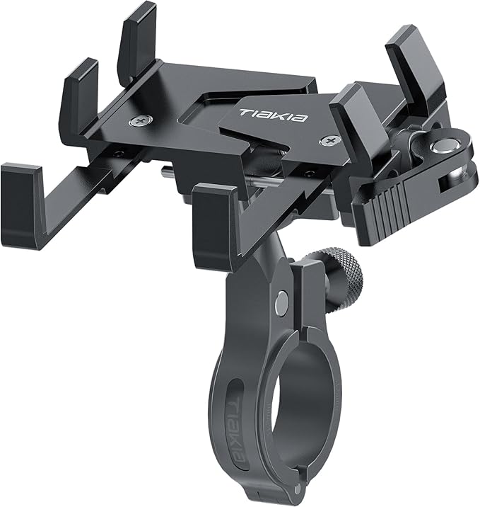 Tiakia Bike Phone Mount Holder, Aluminum Motorcycle Phone Mount, Handlebar Mounted Cell Phone Holder for Bike, 360° Rotation, Universal Bicycle Phone Mount for 4.5-7 Inch Phones