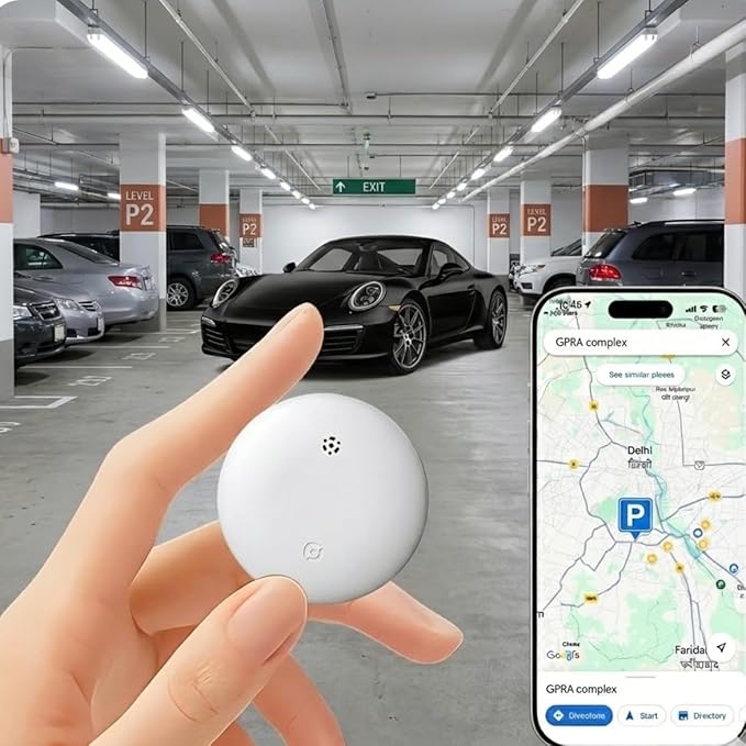2-Pack Smart Tracker for iOS & Android, No Monthly Fee, Worldwide Location Tracking, IP67 Waterproof, 1-Year Battery, Finder for Keys Luggage Car Gear (White)