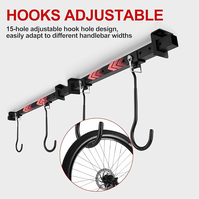Ceiling Mounted Bike Rack for Garage, Heavy Duty Bike Hangers with Rubber Protective Pad, Adjustable Bike Ceiling Hooks, Bicycle Rack System for Basement, Hanger Garage Home Wall Hooks Hold 4-8 Bikes
