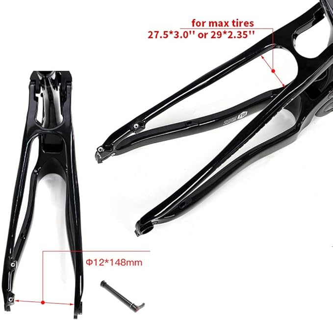 Mountain Bike Frame Carbon Fiber Trail Bike Frame 27.5/29er 15''/17''/19'' Suspension Frame Travel 120mm Boost Thru Axle 12x148mm Disc Brake XC/AM/DH(Orange,27.5 * 15'')