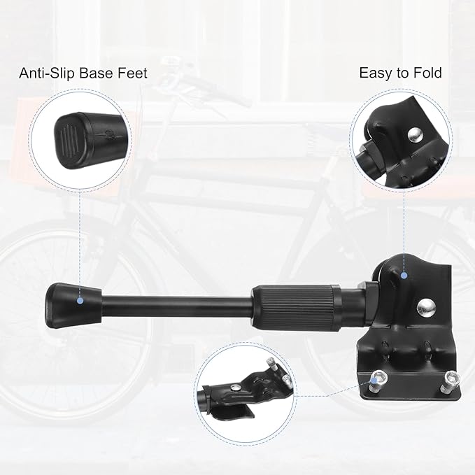 HARFINGTON Back Bike Kickstand Carbon Steel Adjustment Bicycle Single-Side Kick Stand Rear Mount Bikes Support Racks for 22-28 Inch Wheel, Black