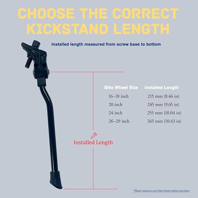 Bike Kickstand Unadjustable for Kids Bicycles Rear Kickstands Heavy-Duty Iron Bike Kick Stand for 16"-29" Wheel Girls and Boys Bike