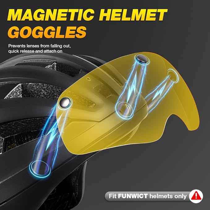 Magnetic Bike Helmet Goggles, Removable/Detachable Sun Visors Shield for Cycling Bicycle Helmet FW001