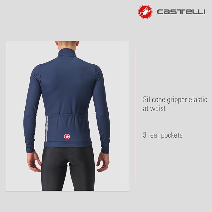 CASTELLI Men's Entrata Thermal Jersey, Long Sleeve Zip Up Fleece Insulated Base Layer for Winter Road Cycling I Gravel Biking