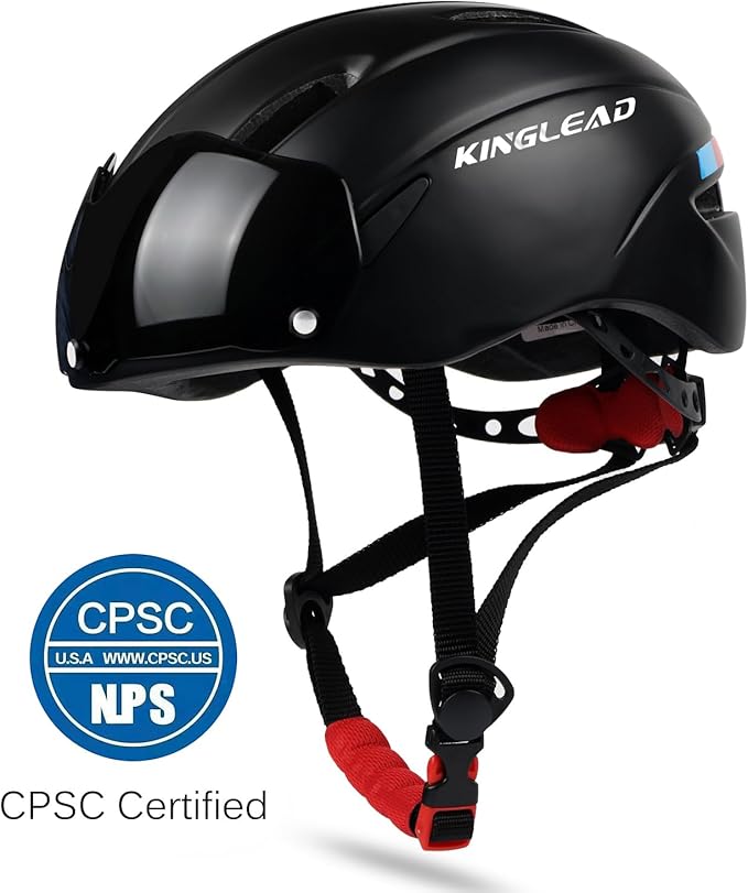 Bike Helmet for Adults Bicycle Helmet with Detachable Magnetic Googles & Adjustable Dial for Mountain Bikes, Road Bikes, Electric Bikes, Scooter