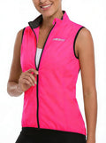 qualidyne Women's Windproof Cycling Vest, Lightweight Full-Zip Breathable Sleeveless Bike Jacket, 1 Back Pocket, Reflective