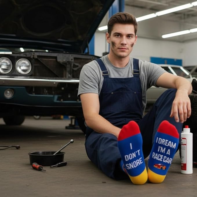 Zmart Funny Transportation Gifts - Race Car Train Motorcycle Tractor Bike Socks for Adult