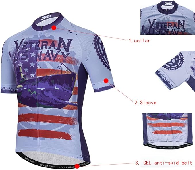 Men Cycling Jersey Set Cycle Short Sleeve Shirt and 3D Cushion Shorts Padded Suit Biking Top