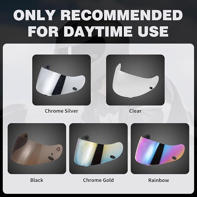 HJ-09 Helmet Visor Face Shield Compatible with CL-15/ CL-16/ CL-17/ CL-SP/AC-12 /FS-10/ CS-R1/ IS-16/ CS-R2/ TR-1 (Chrome Silver)