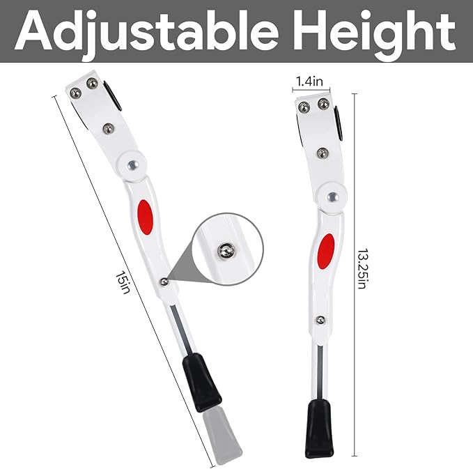 Bicycle Kickstand, Aluminium Alloy Bike Kickstand, Adjustable Bicycle Kickstand, Easy to Install Kick Stand, Rear Side Bike Stand, Non-Slip Foot for 24"-700C 16"-20" with Hex Wrench
