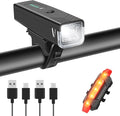 WGGE Ultra Bright USB Rechargeable Bike Light Set,Powerful Bicycle Front Headlight and Back Taillight,Easy to Install for Night Riding Fits All Bicycles,Mountain,Road or Camping