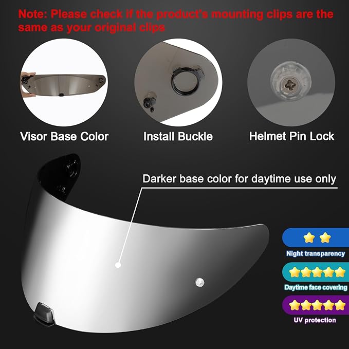 PSLER i10 HJ-31 i70 Visor- i10 Helmet Visor HJ 31Helmet Face Shield motorcycle Shield Accessories Replacement for i10 HJ-31 i70,Silver