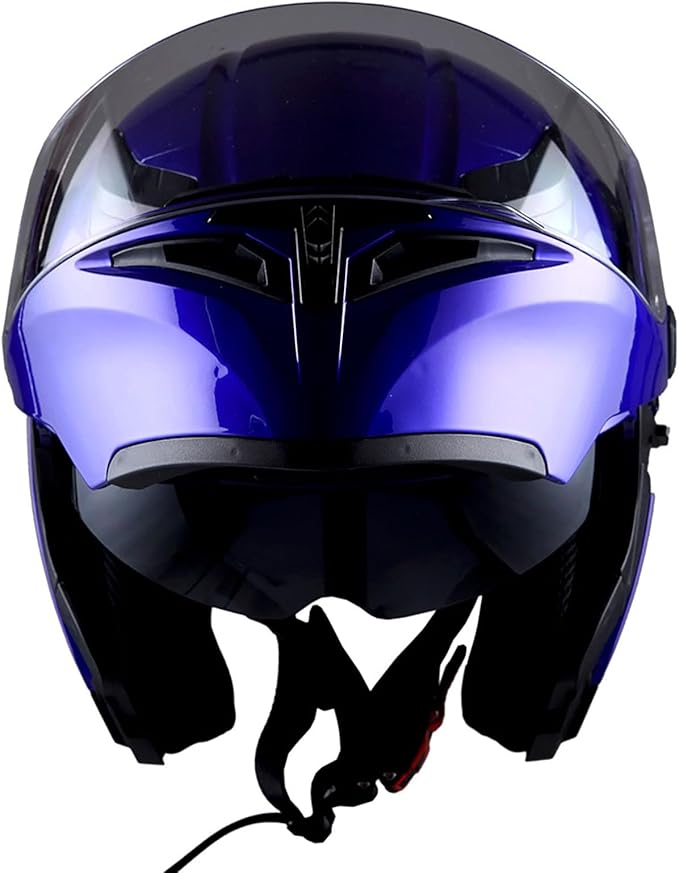 1Storm Motorcycle Modular Full Face Helmet Flip up Dual Visor Sun Shield: HB89 Glossy Blue