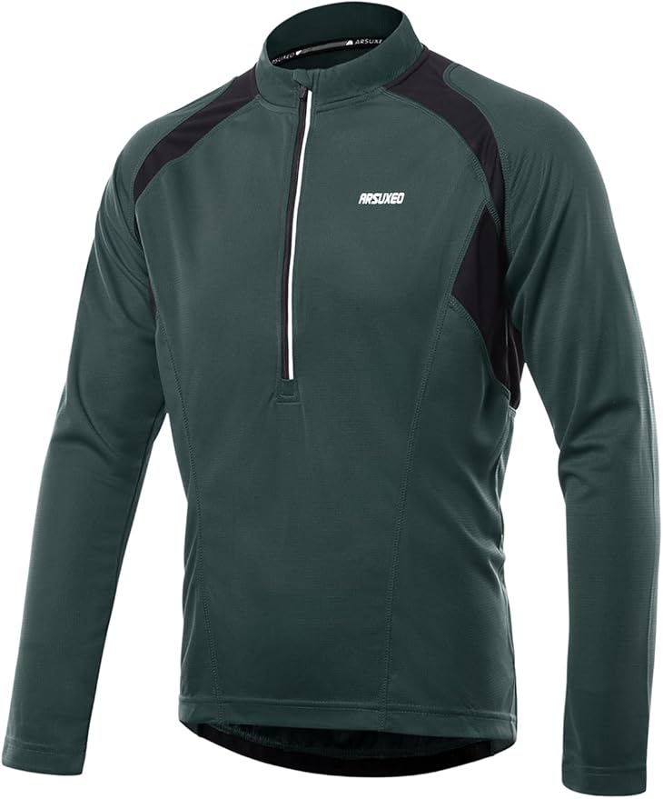 ARSUXEO Men's Half Zipper Cycling Jerseys Long Sleeves Mountain Bike Shirts 6031