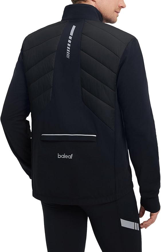 baleaf Men's Cycling Jacket Puffer Lightweight Coat Windproof Warm Winter 5 Pockets Packable Running Hiking