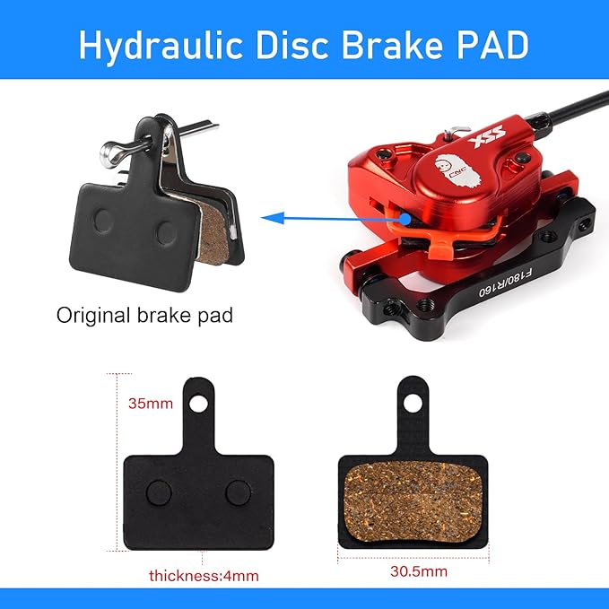 CNC MTB Hydraulic Disc Brake Set，Mountain Bike Hydraulic Disc Brakes Right Front 800mm Left Rear 1450mm Hydraulic Brake，Red