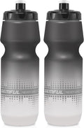 GEMFUL 2 Pack Biking Water Bottles BPA Free 24oz Cycling Bottle Squeeze Leak-Proof for Road Bike Bicycle Commuting Gym MTB (Gradient Black White)