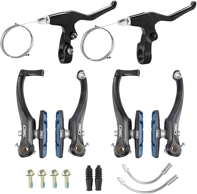 CNC V Brake Set, Bicycle Linear Pull V Brakes for Front/Rear Wheel, Long Arm 110mm, Black …