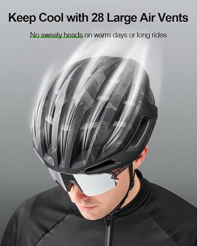 Odoland Adult Bike Helmet - Super Ventilation & Impact-Resistant Frame, Adjustable Dial System Lightweight Bicycle Helmet for Mountain, Commuting, Road Cycling