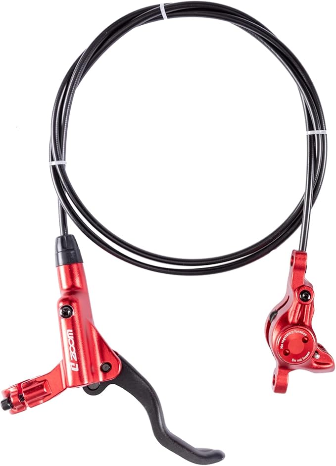 BUCKLOS MTB Hydraulic Disc Brakes Set, Mountain Bike Left Front 800mm Right Rear 1450mm Brake Aluminum Alloy Levers with Calipers PM/is Adapter Fit E-Bike(Pred Bled/Pads Included)