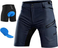 Nepest Mens Mountain Bike Shorts 3D Padded MTB Bicycle Riding Cycling Short Padding Liner Baggy Quick Dry,Zip Pockets