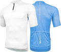 Wulibike Cycling Jersey Men Short Sleeve, Road Bike Shirts 1/4 Zipper with Pockets, Bicycle Clothing Breathable Quick Dry
