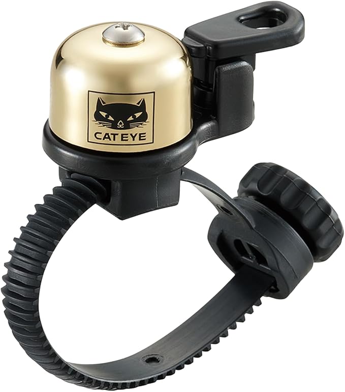 CATEYE OH-2400 FlexTight™ Bell – Modern Brass Bike Bell, Tool-Less FlexTight™ Mount Fits Road, MTB, Gravel Bikes, Easy Install, Clear and Loud Sound