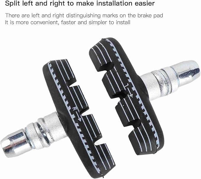 Bike Brakes Pads Set Bicycle V Brake Pads for Mountain and Road Bike, No Noise, No Skid, Folding Bicycle Brake Blocks Kit for Front and Rear Wheels 1 Pair