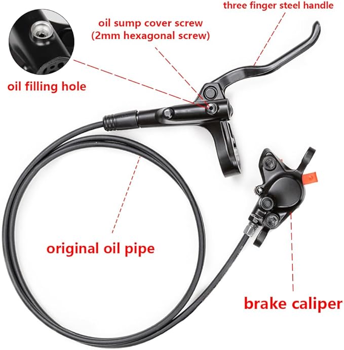 MT200 Hydraulic Brakes with SM-RT56 160/180mm Rotors, Left Front 800mm Right Rear 1500mm Hydraulic Brakes Aluminum Alloy Levers with Calipers Bike Disc Brakes