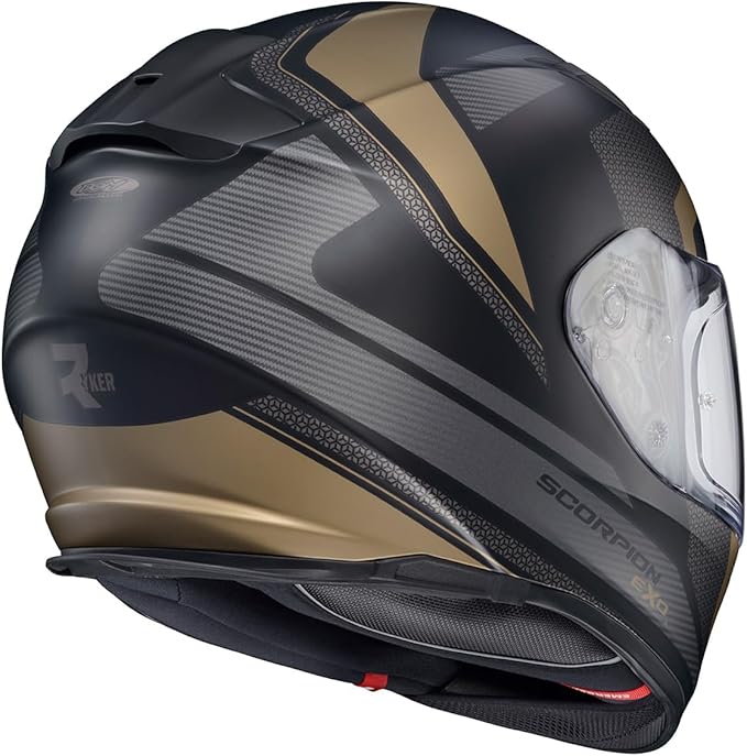 ScorpionEXO Ryzer Full Face Motorcycle Helmet with Pinlock Ready Shield with Integrated Speaker Pockets DOT ECE Approved Evolution (Gold - Small)