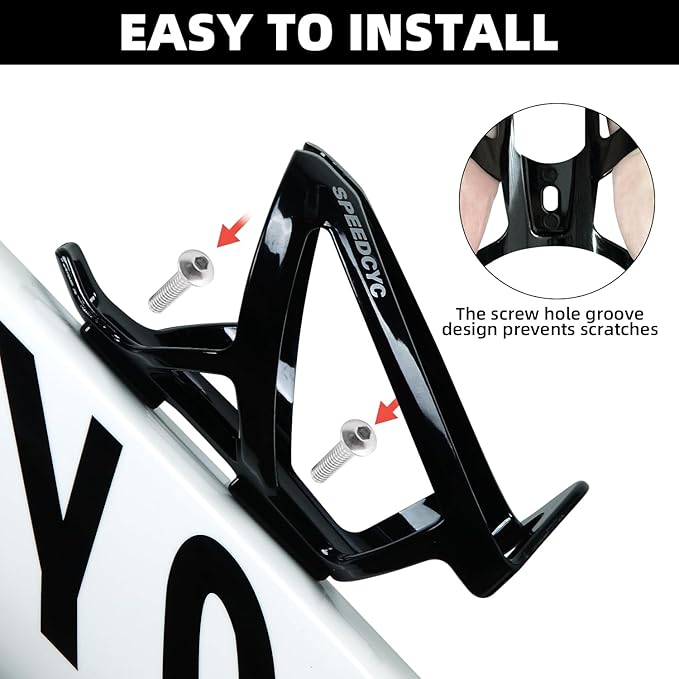 Bike Water Bottle Holder Ultra-Light Bicycle Bottle Cage with Screws Tool, Universal Cycling Cup Holder for MTB, Mountain Bikes,Black 2 Pack