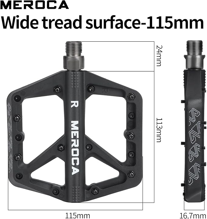 MEROCA Mountain Bike Nylon Pedals, Mountain Bike Pedals, Non-Slip Lightweight Nylon Fiber Bicycle Pedals