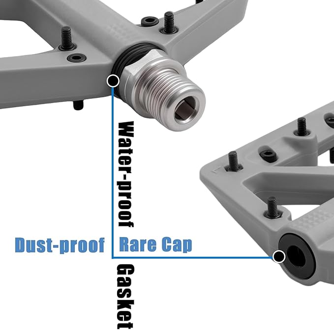 MTB Pedals Large Mountain Bike Pedals, Lightweight Nylon Fiber Composite Bicycle Platform Pedals, Grippy Pedals w 18 Pins, Cr-Mo Spindle fit w 2 Bearings, Clipless Pedals for BMX MTB Bike 9/16"