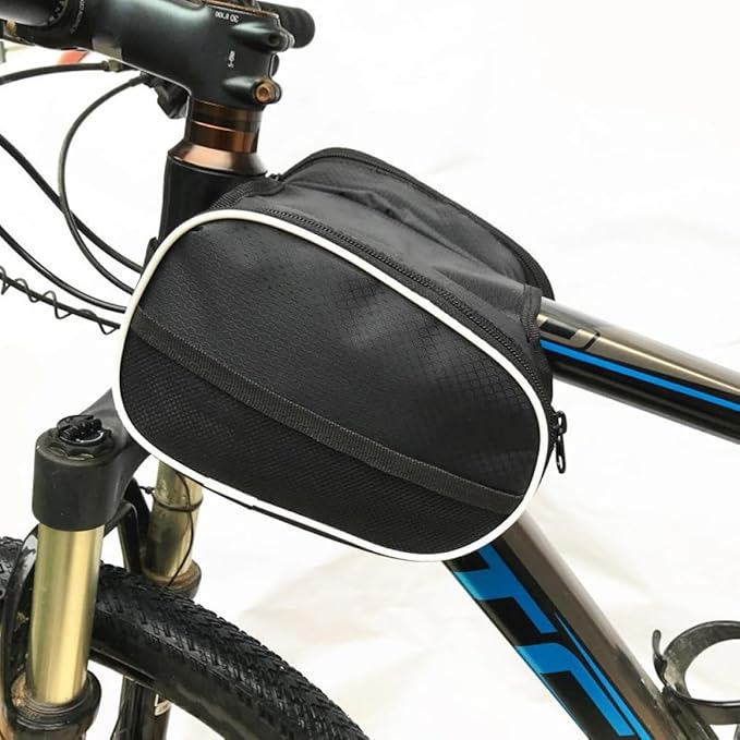 Toyvian Bike Front Frame Bag Cycling Phone Holder Wear-resistant Pouch Dark Color Terrain Bike Top Tube Storage for Travel and Commuting