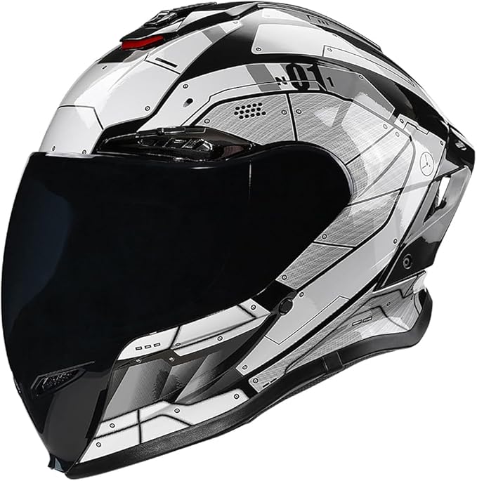 Full-face Helmet Biker Helmet ABS with EPS Cushion Liner Removable Washable 8 Air Vent Free Switch Long and Short Lens Replacement for Adult Unisex