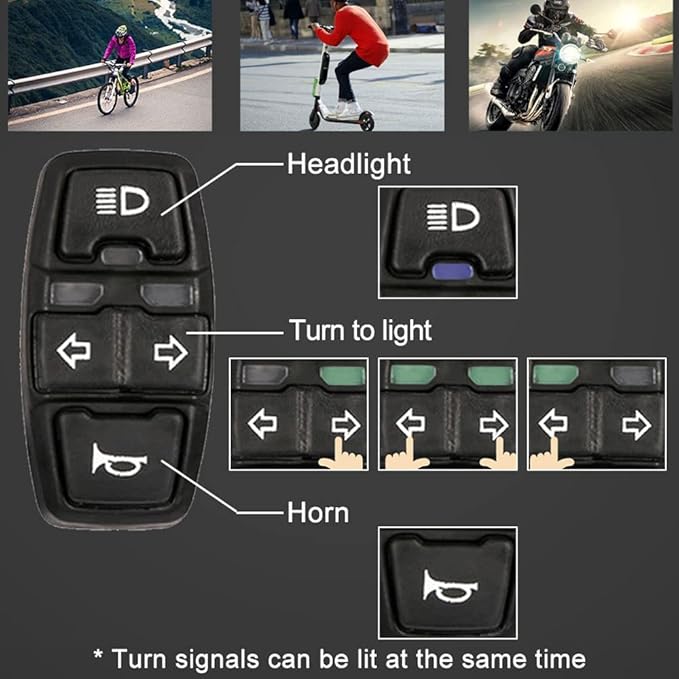 Ebike Headlight and Tail Light Sets,24-48V Ebike Turn Signal Kit,E-Bike Front Rear Warning Lights with Switch for Electric Bike