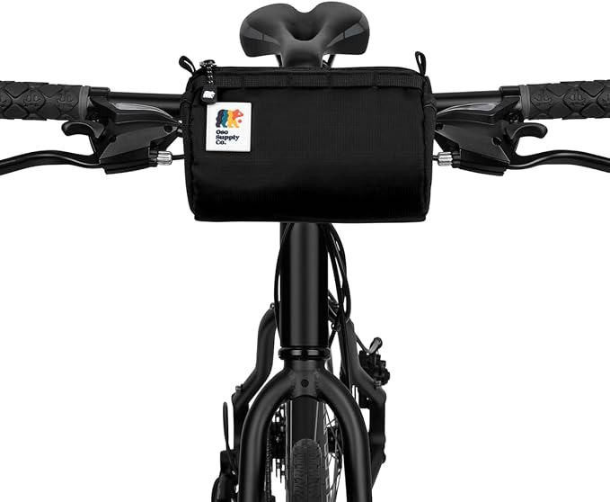 Handlebar Bike Bag – Water-Resistant Hard Shell with Quick-Access Zipper, Side Mesh Pockets, and Spacious Storage – Ideal for Cycling, Commuting, and Adventure Rides (Black)