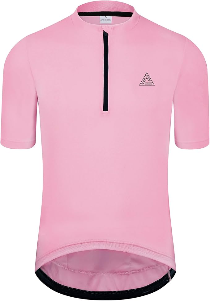 Men's Cycling Jersey Short Sleeves Bike Jersey 1/3 Zipper Solid Color Club Fit, Biking Cycling Shirt Zipper Pocket
