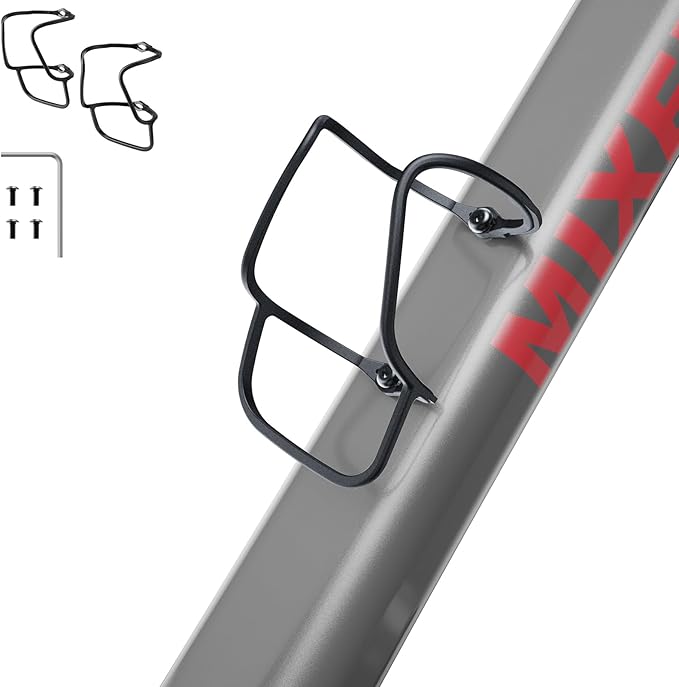 Mixed 2-Pack Bike Water Bottle Holder Cage - Carbon Fiber Reinforced, Only 12g - Universal Bike Cup Rack for Road & MTB Bicycles with Secure, Includes Screws & Tool for Easy Installation (Black)
