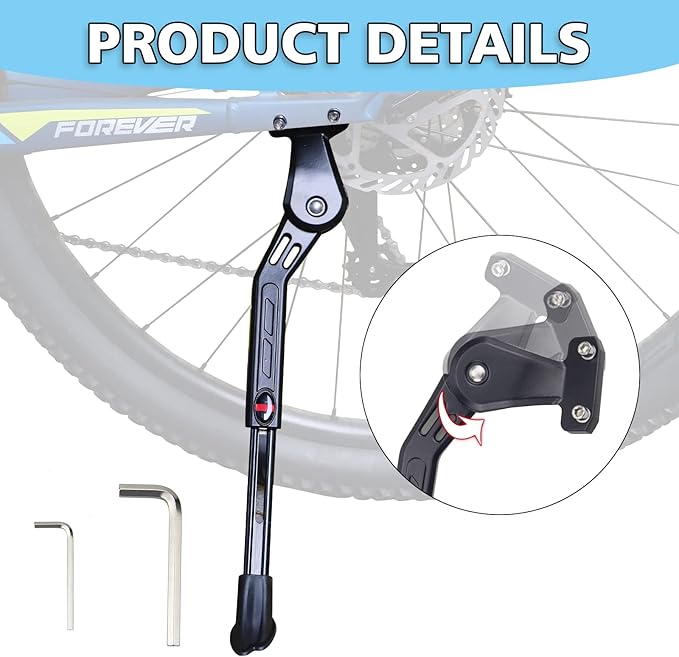 WEEROCK Adjustable Rear Bike Kickstand Aluminium Alloy Kick stand Fits For 22/24/26/28 Inch Mountain bike,Road bicycle,MTB,E-Bikes