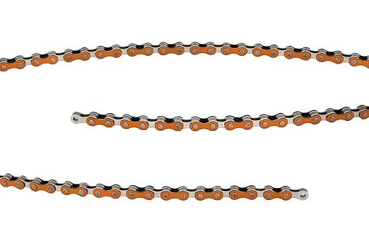 Bicycle Chain, 116 Links, 1/2 x 1/8 inches, Steel Single Speed with Magic Buckle, for Fixed Gear Bikes, Commuter Bikes, MTB (Orange)