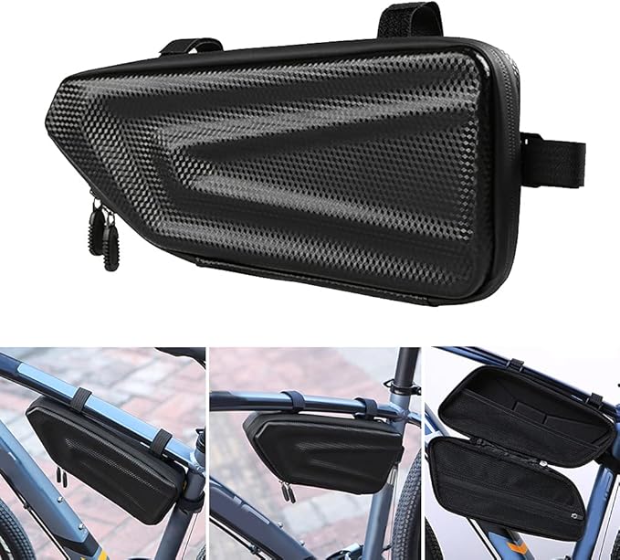 Bike Frame Storage Bag, Universal Waterproof Bicycle Triangle Front Frame Under Top Tube Bag, 2.5 L Narrow Edge Cycling Accessories Pouch for Road Bike MTB Bicycle (COLOR:black)