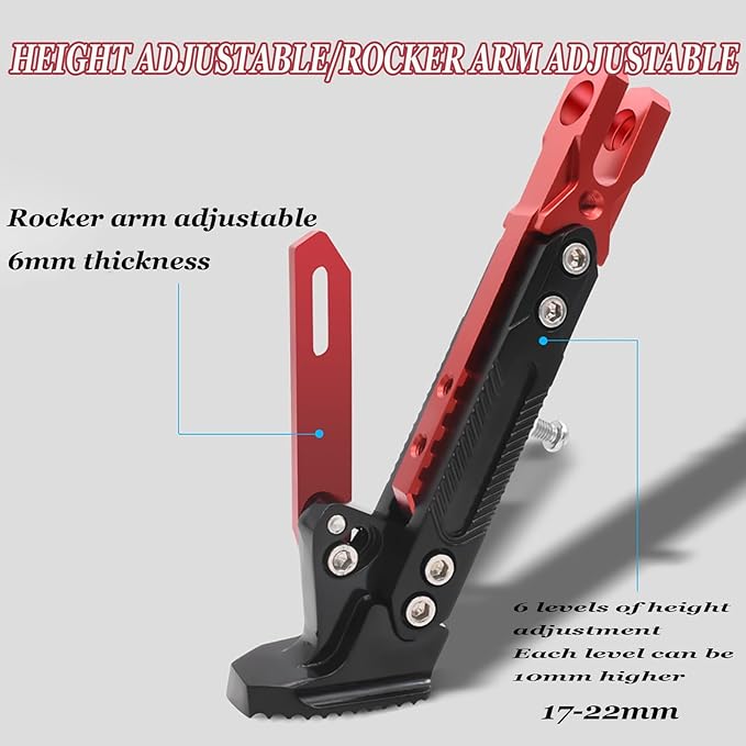 Motorcycle Adjustable Kickstand for Ducati Streetfighter V4/V4S 2020-2024, Aluminum Side Stand Folding Retractable Support Leg, Motorbike Support Parking Tripod Support Stand,B Black