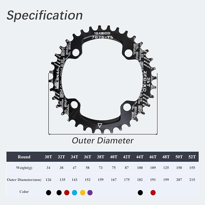 DJC Bike Chainring 104BCD Round/Oval 30t 32t 34t 36t 38t 40t 42t 44t 46t 48t 50t 52t Tooth Narrow Wide 7/8/9/10/11/12 Speed Ultralight MTB Mountain Bike 104 BCD Chainwheel