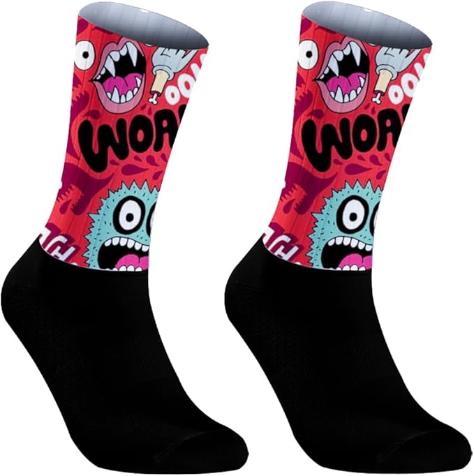 Cycling Socks Athletic Crew Socks Breathable Cushioned Compression Running Hiking Socks For Mens Womens