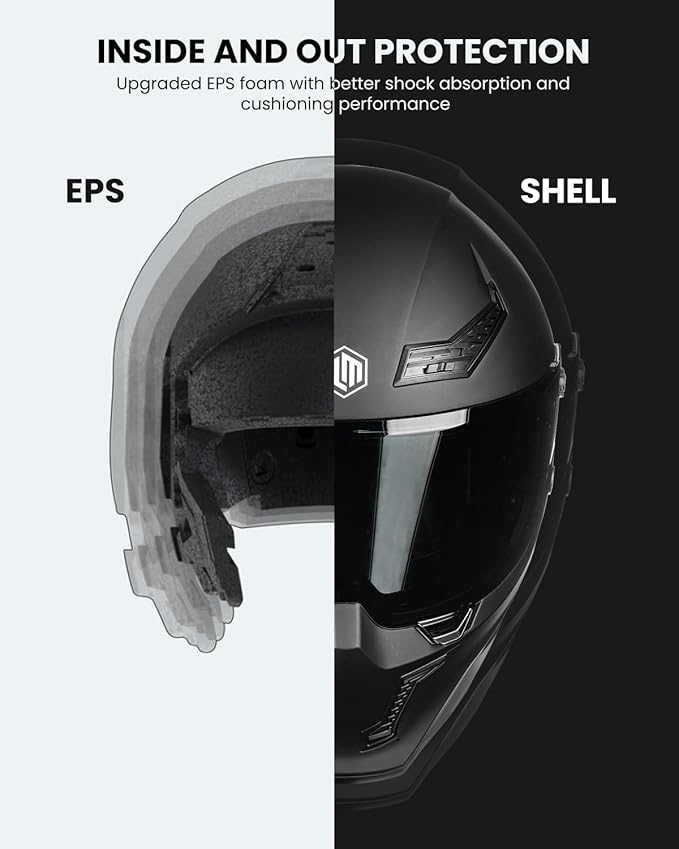 ILM Motorcycle Helmets for Adult Men Women Full Face DOT ECE Powersports Dual Visor Street Racing Helmet with Pinlock Cascos para Motos Model MF509 (Matte Black, XL)