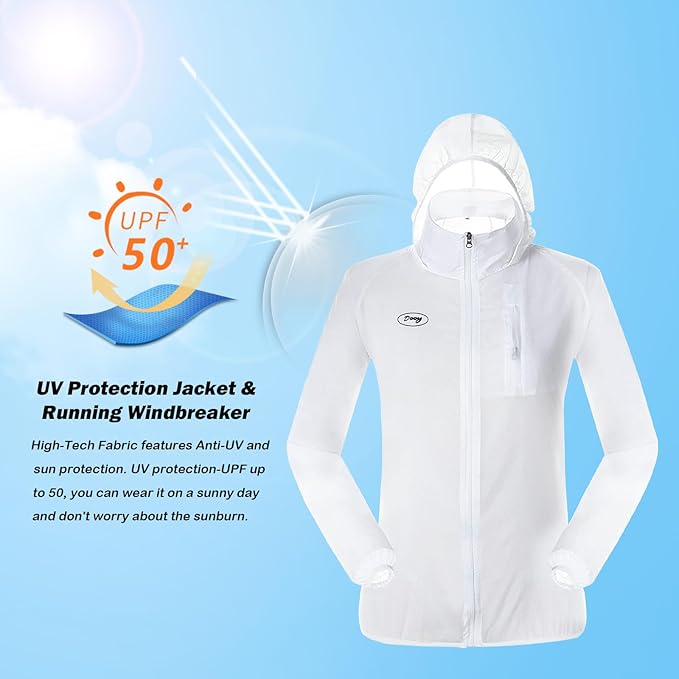 Sun Protection Jacket Ultra Light Thin Breathable Packable Outdoor Cycling Jacket Hoodie Skin Clothing for Men & Women