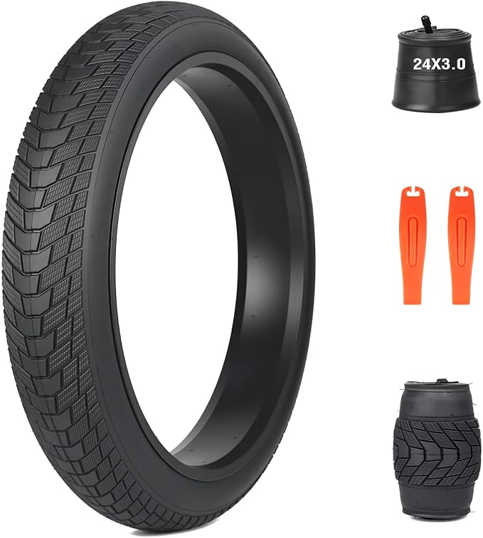 MEGHNA Fat Bike Tire 16/20/24/26 inch Electric Bike Tire Fat Tire 16/20/24/26 x 3.0 inch Heavy Duty Knobby Anti-Slip Foldable Replacement All Terrain Tire for E-Bike Snow Bike Fat Bike