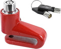 Motorcycle Disc Brake Lock, Anti-Theft Motorbike Security Wheel Disc Brake Lock with Two Keys, Safety Wheel Disk Locks for Scooter Mountain Road Bike Bicycle Powersports (Red)